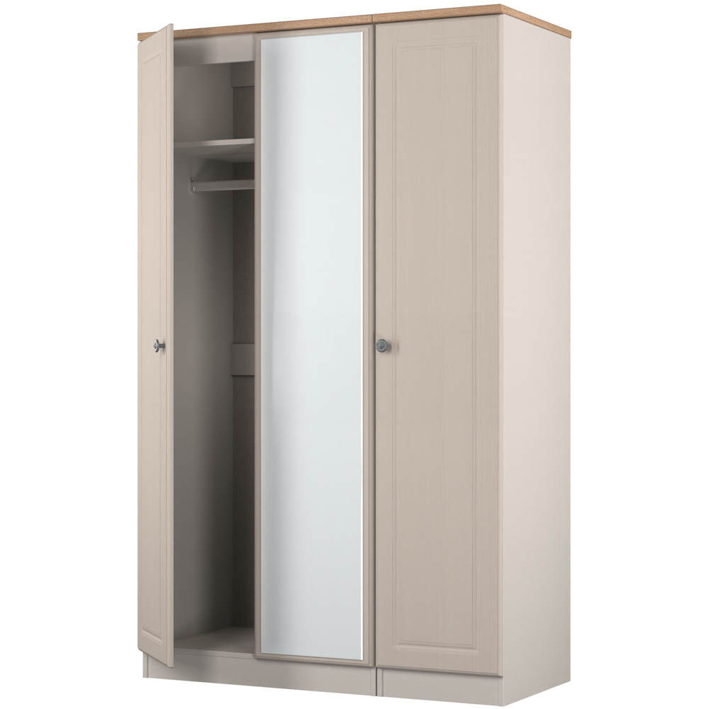 Crowndale Norfolk 3 Door Kashmir Ash and Bardolino Oak Mirror Wardrobe Ready Assembled Image 4