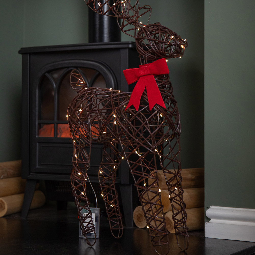 Samuel Alexander Warm White LED Light Up Standing Reindeer with Red Bow Christmas Decoration 60cm Image 9