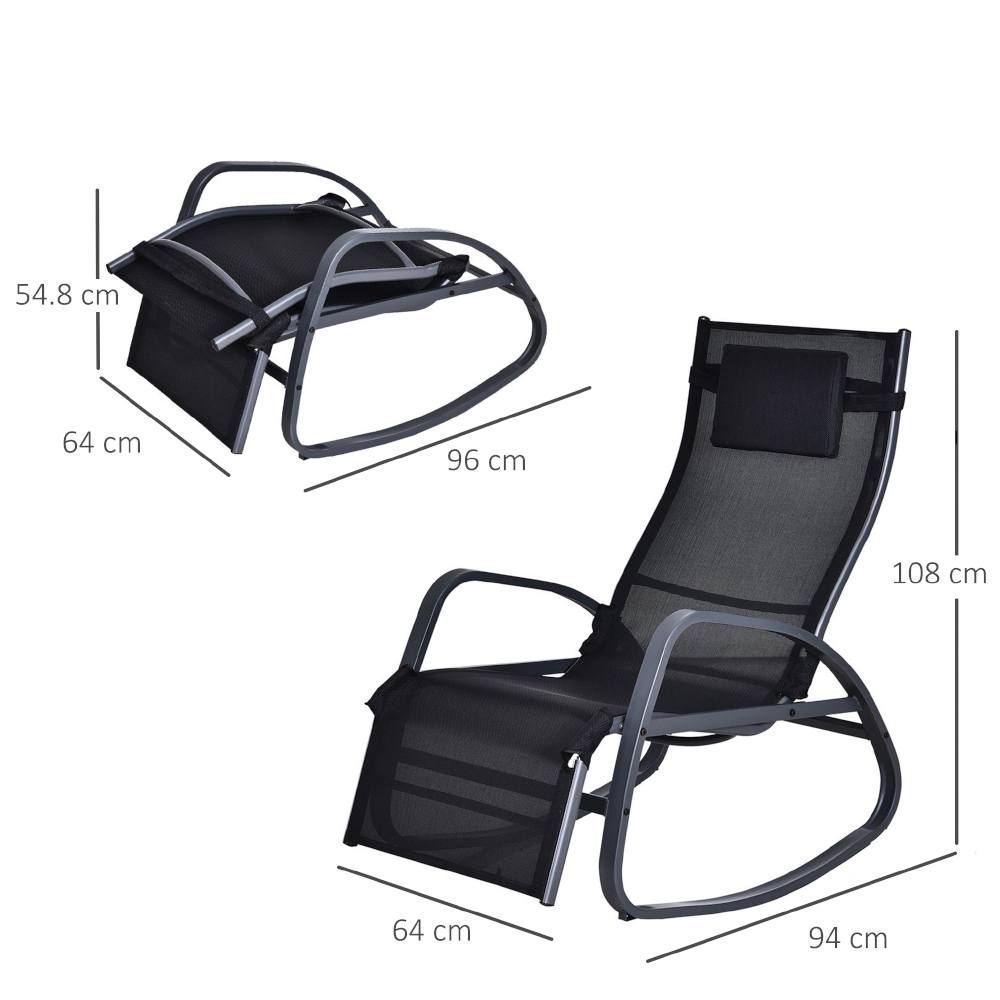 Outsunny Texteline Rocking Chair Black Image 6