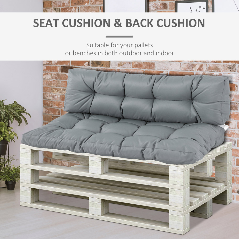 Outsunny Dark Grey Tufted Bench Back and Seat Pad Set Image 4