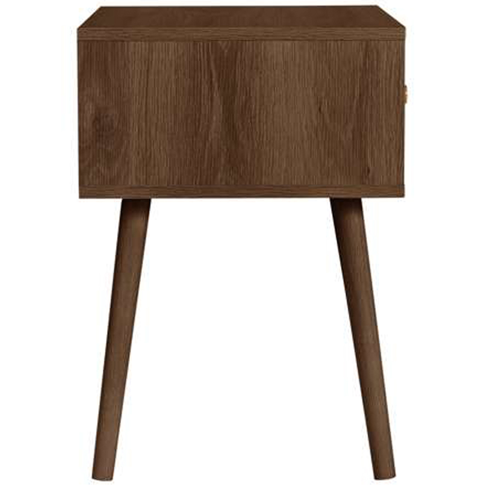 Herringford Single Drawer Walnut Chevron Bedside Table Image 4