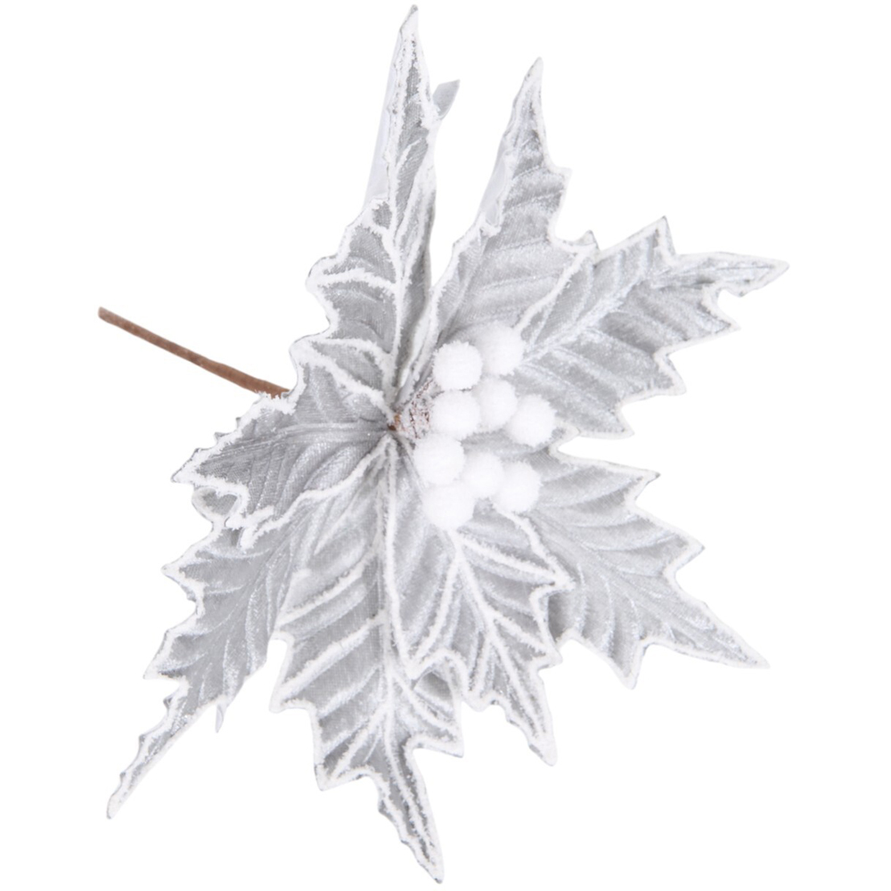 Silver and White Flower Pick Image 2