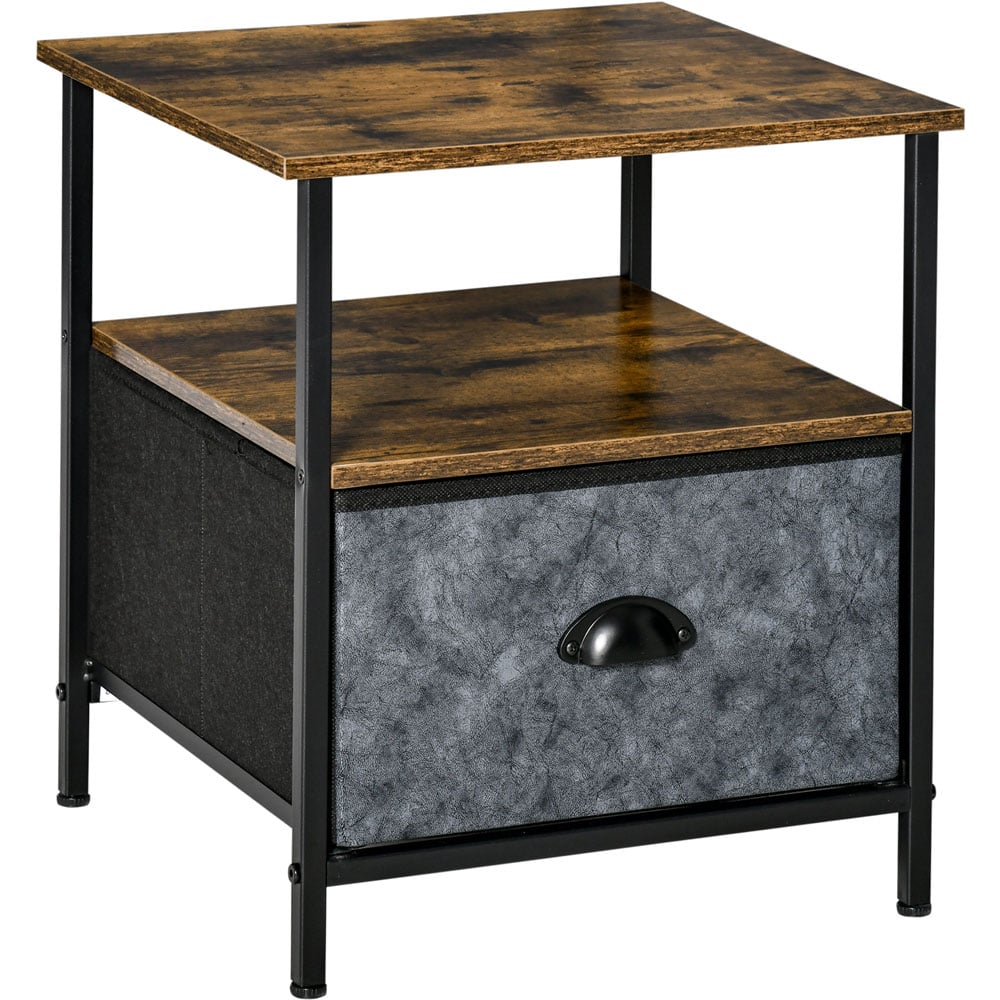 Portland Single Drawer Brown Bedside Table Image 2