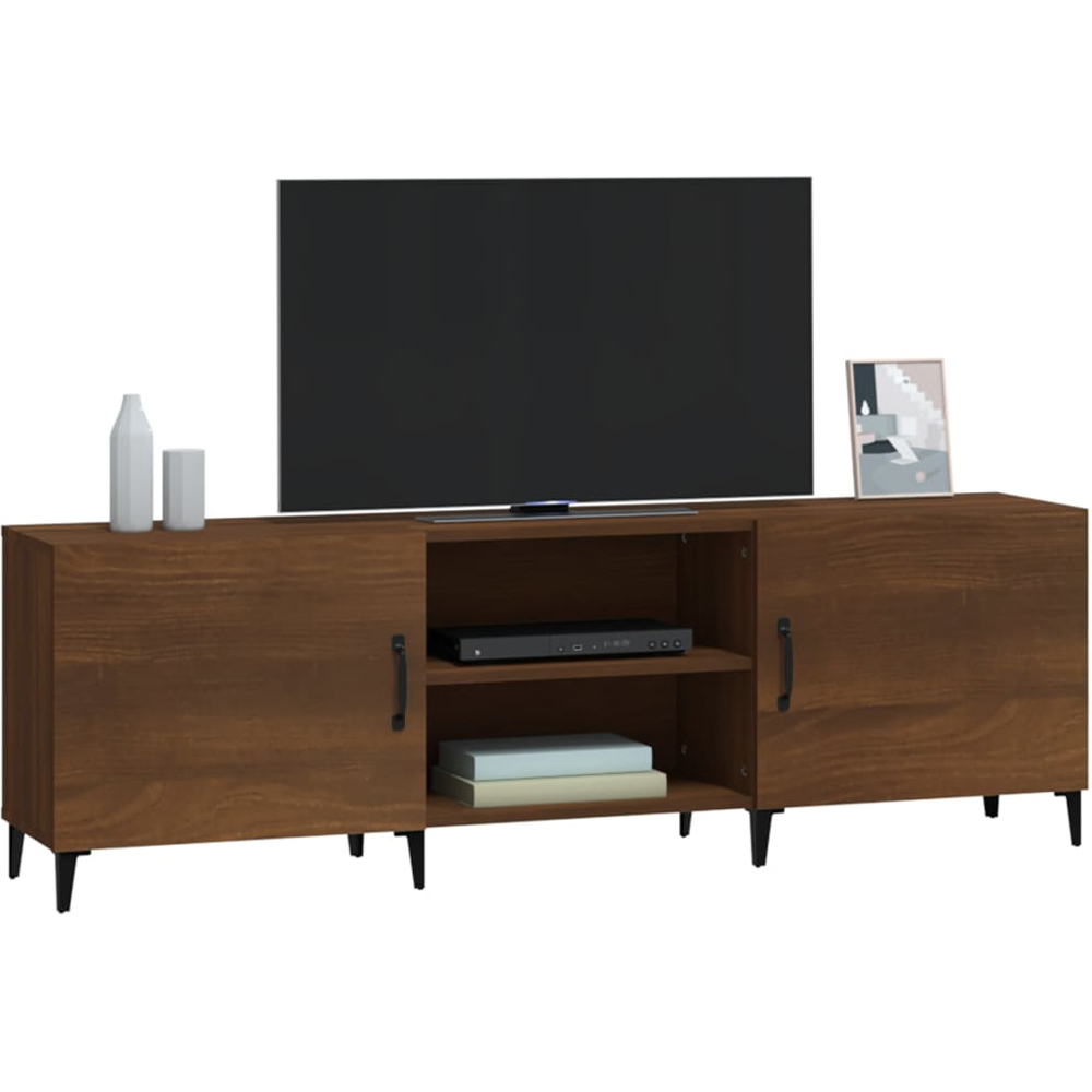 vidaXL 2 Door 2 Shelf Brown Wooden TV Cabinet Image 5