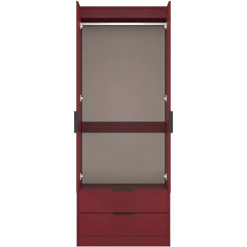 Crowndale Hong Kong 2 Door 2 Drawer Red Matt Tall Wardrobe Ready Assembled Image 8