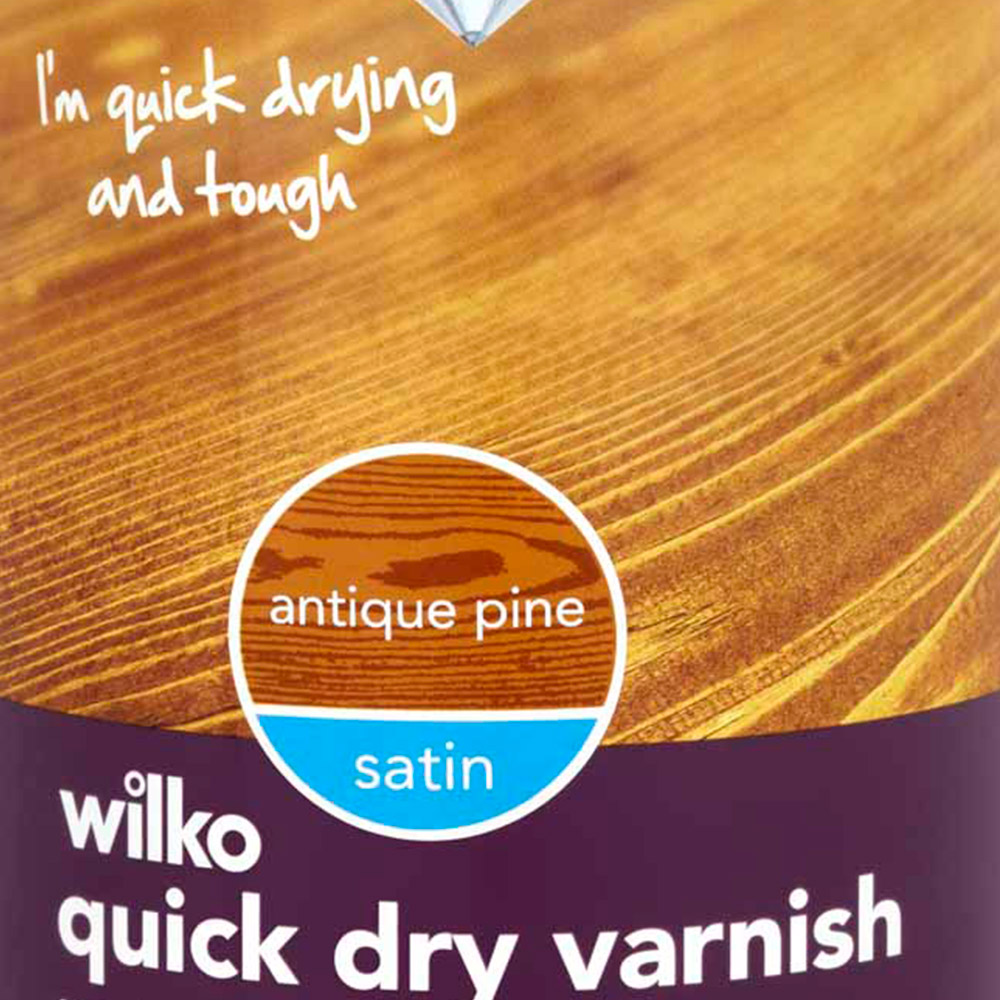Wilko Ultra Tough Quick Dry Satin Varnish Antique Pine 750ml Image 2