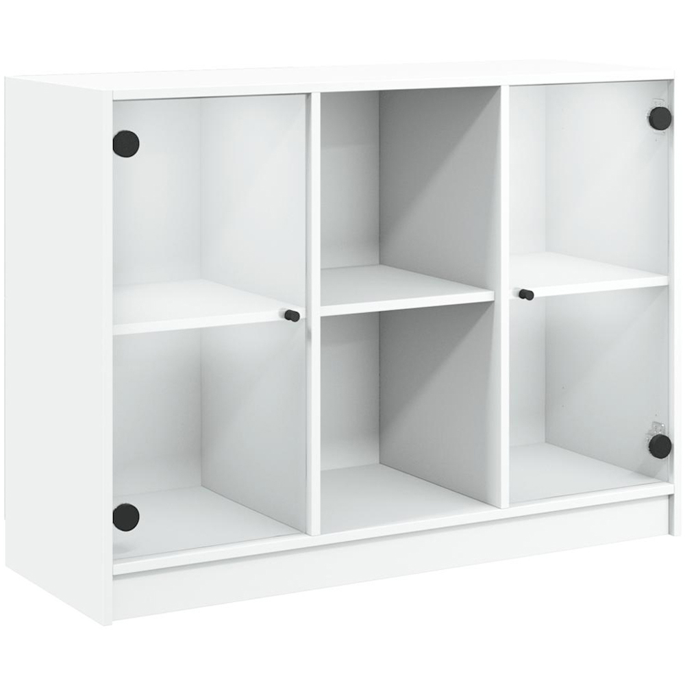 vidaXL 2 Glass Door 2 Shelf White Sideboard Image 2