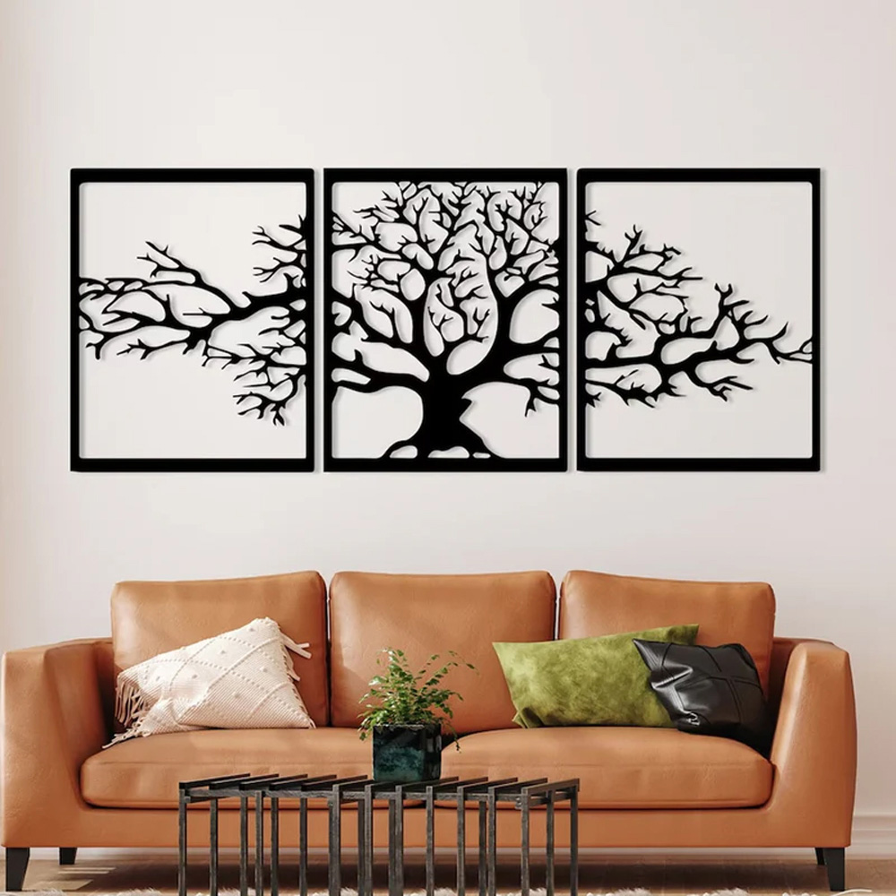 Decortie 3 Piece Tree of Life Triptych Metal Wall Art Set Image 2