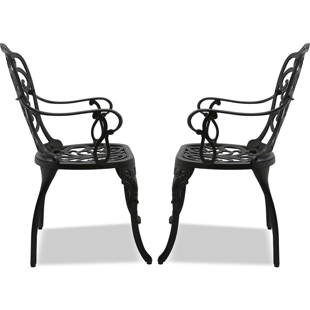 Centurion Bangui Set of 2 Black Garden Bistro Chairs with Armrests Image 6