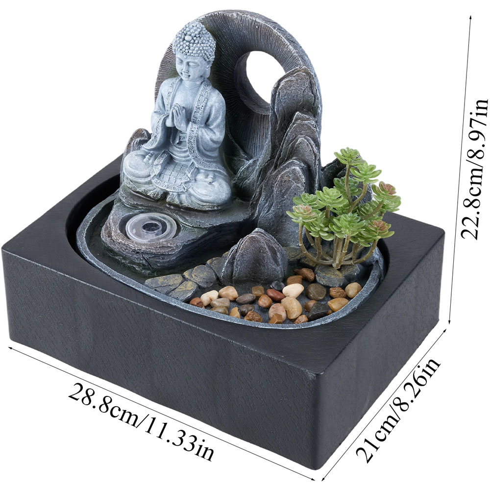 Living and Home LED Light Buddha Sculpture Tabletop Water Fountain Image 8
