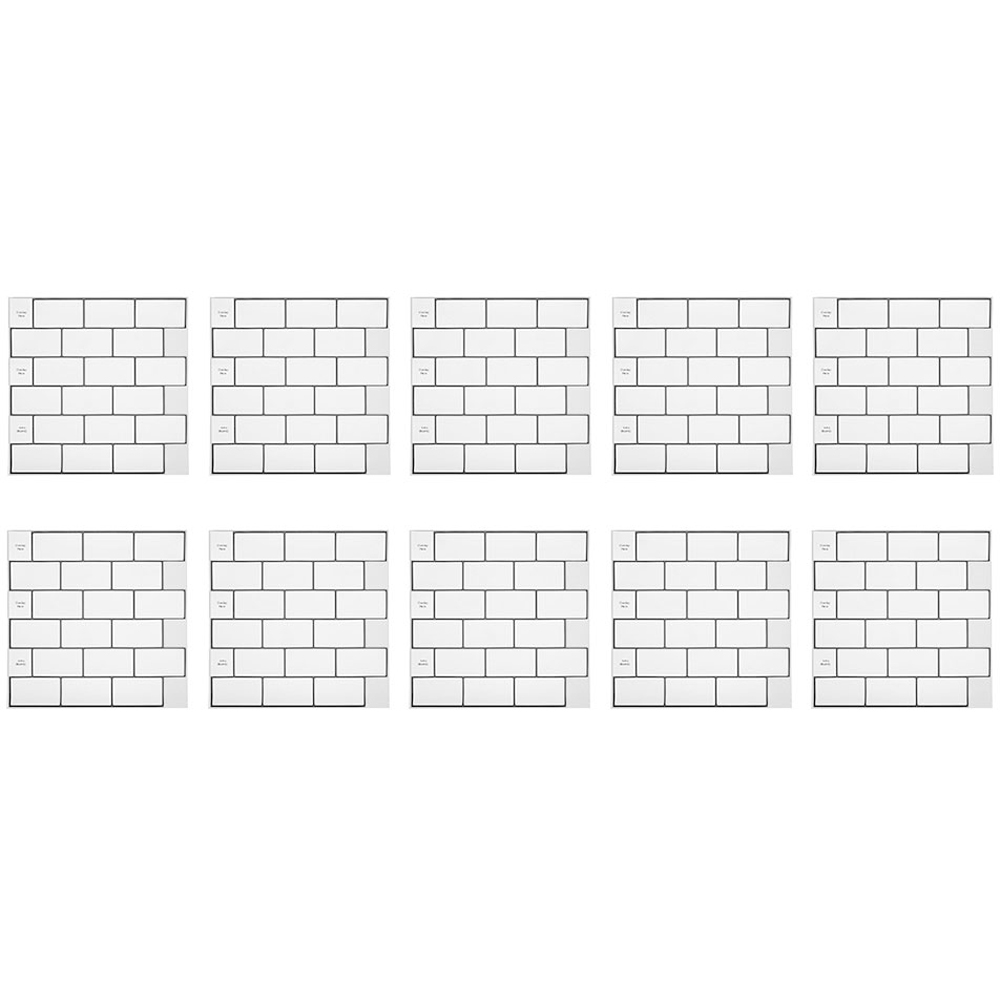 Living and Home Lattice White and Black Peel and Stick Wallpaper Tile 10 Pack Image 3