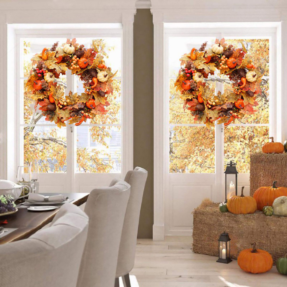 Living and Home Halloween Autumn Maple Leaf Door Wreath 50cm Image 6