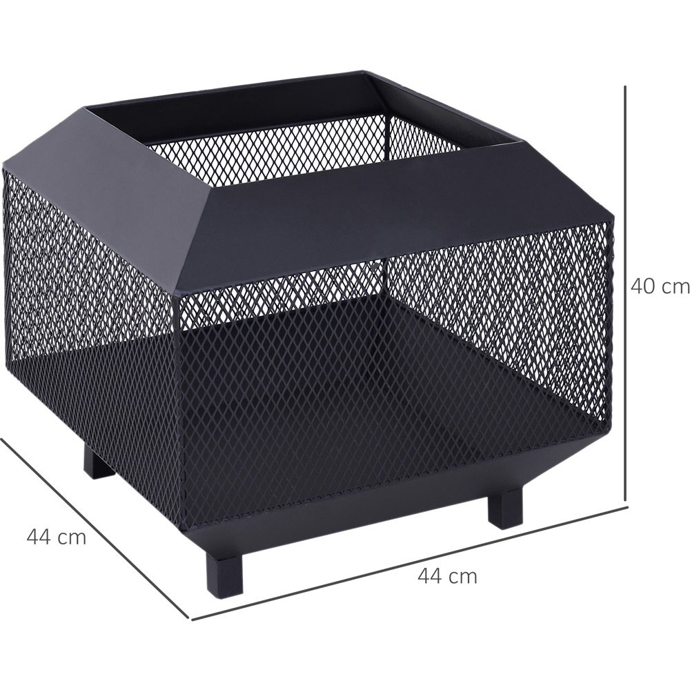 Outsunny Metal Fire Pit with 360° View Mesh Lid Cover Image 7