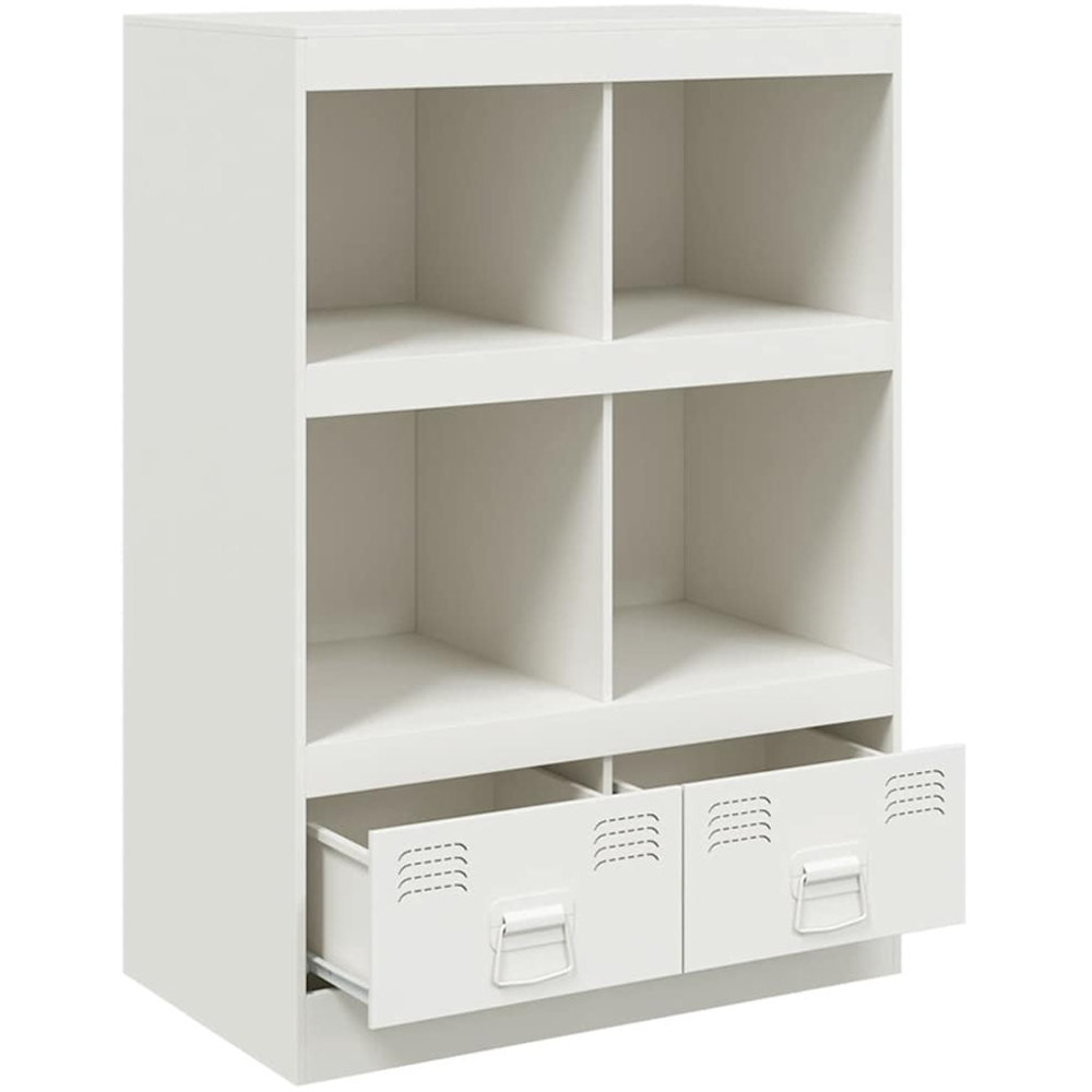 vidaXL 2 Drawer 4 Open Shelf White Steel Highboard Image 3