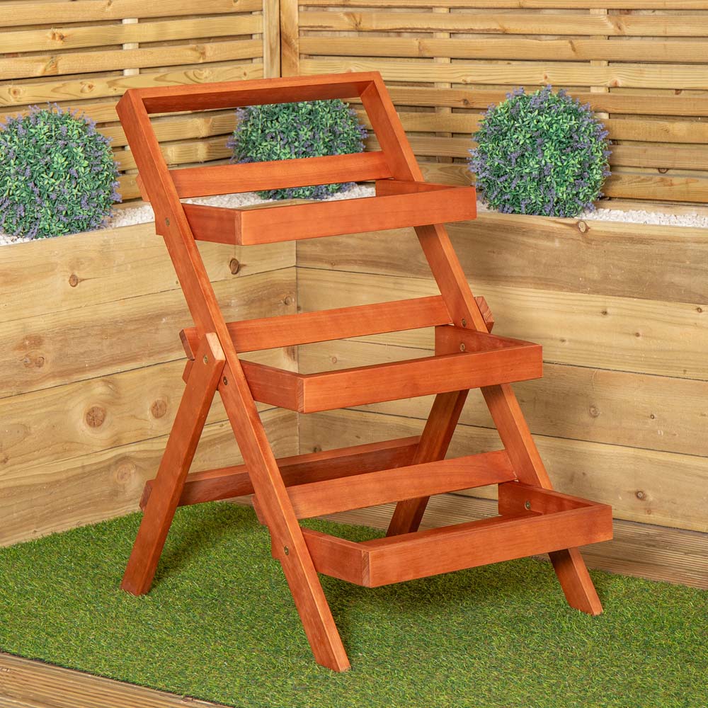 Samuel Alexander 3 Shelf Wooden Foldable Plant Display Stand Image 2