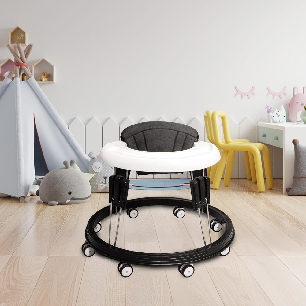 Alivio Black and White Height Adjustable Foldable Baby Walker Image 2