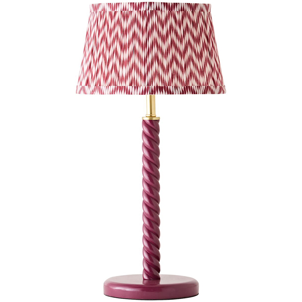 ValueLights Amara Pink Chevron Pleated Shade Pink Twist LED Table Lamp with Bulb Image 1