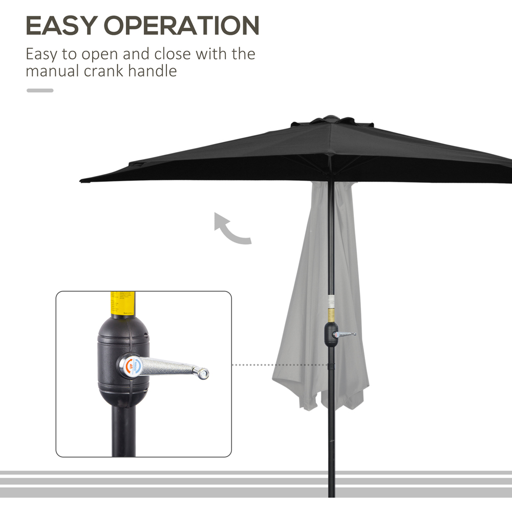 Outsunny Black Half Parasol 2.7m Image 4