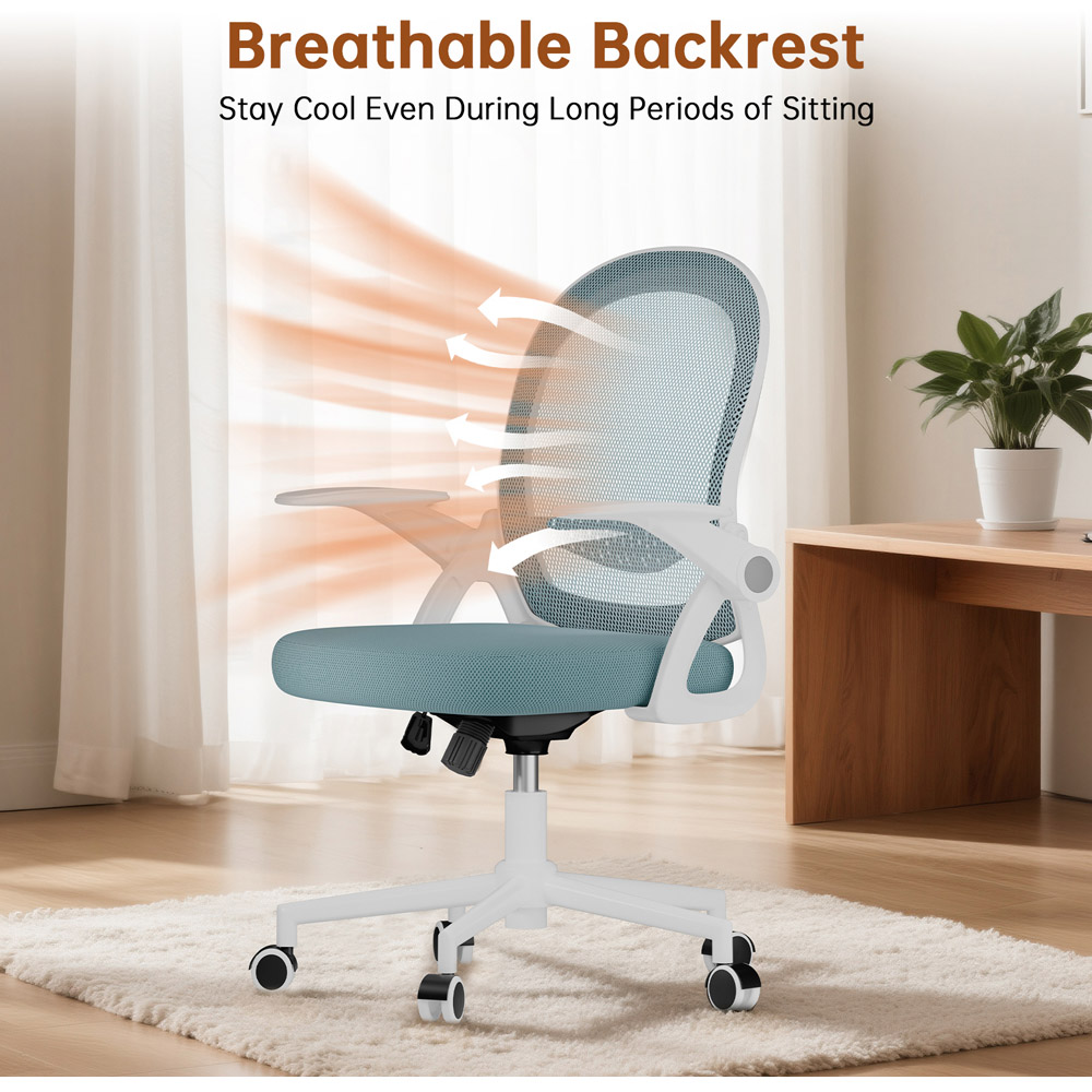 Rattrix Green Mid-Back Mesh Office Chair with Flip-Up Armrests Image 5