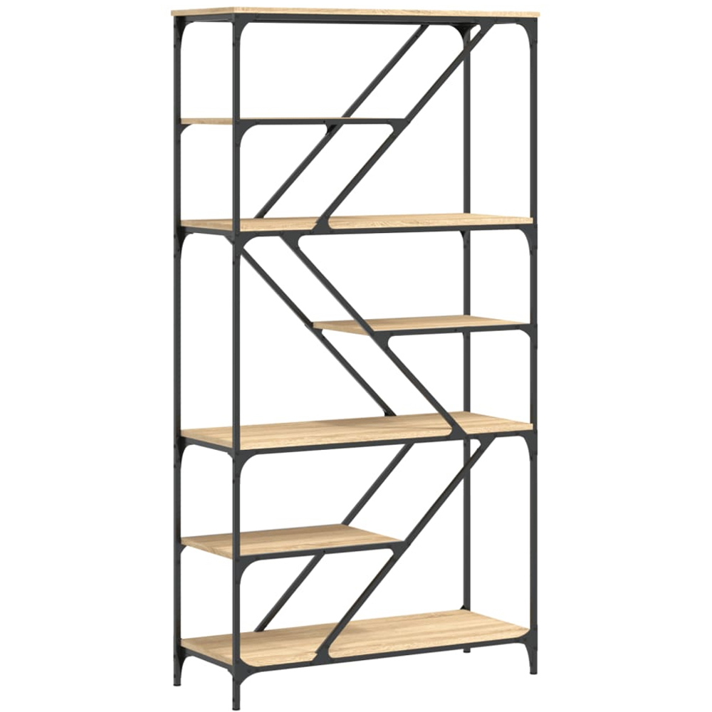vidaXL 6 Open Shelf Sonoma Oak Bookshelf Image 2