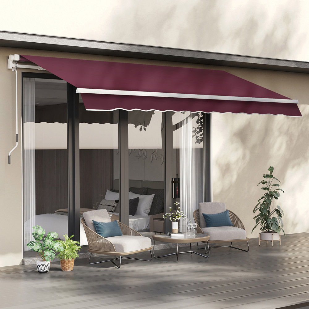 Outsunny Wine Red Retractable Awning with Fittings 3 x 4m Image 1