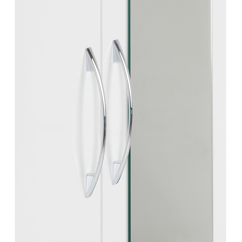 Seconique Nevada 2 Door Single Drawer White Gloss Mirror Wardrobe Image 5