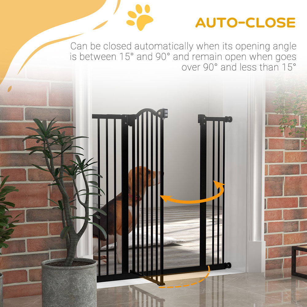 PawHut Black 74-100cm Adjustable Metal Pet Safety Gate Image 5