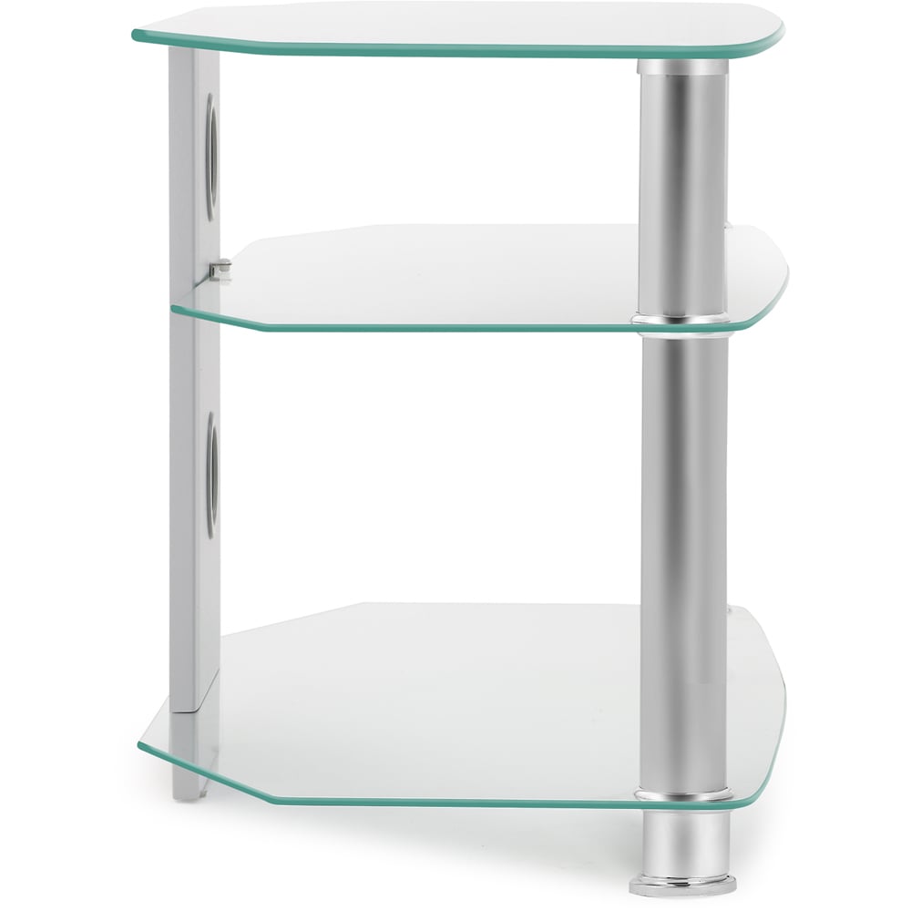 MMT Furniture Designs 2 Shelf Clear Glass Corner TV Unit Image 4