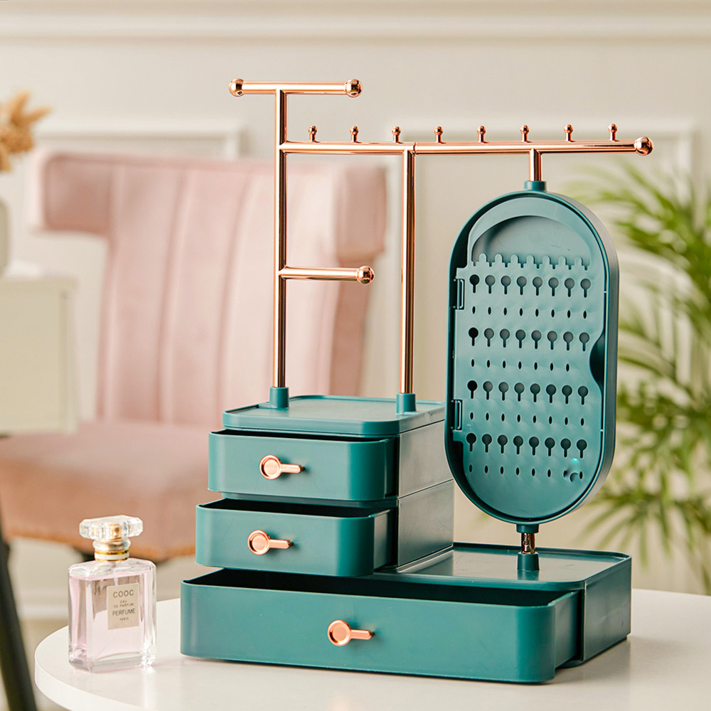 Living And Home SW0344 Green ABS Make-Up Mirror With Jewellery Organiser Image 6