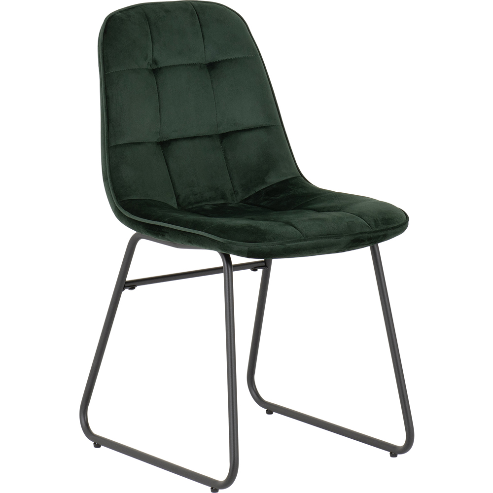 Seconique Lukas Set of 2 Emerald Green Velvet Dining Chair Image 2