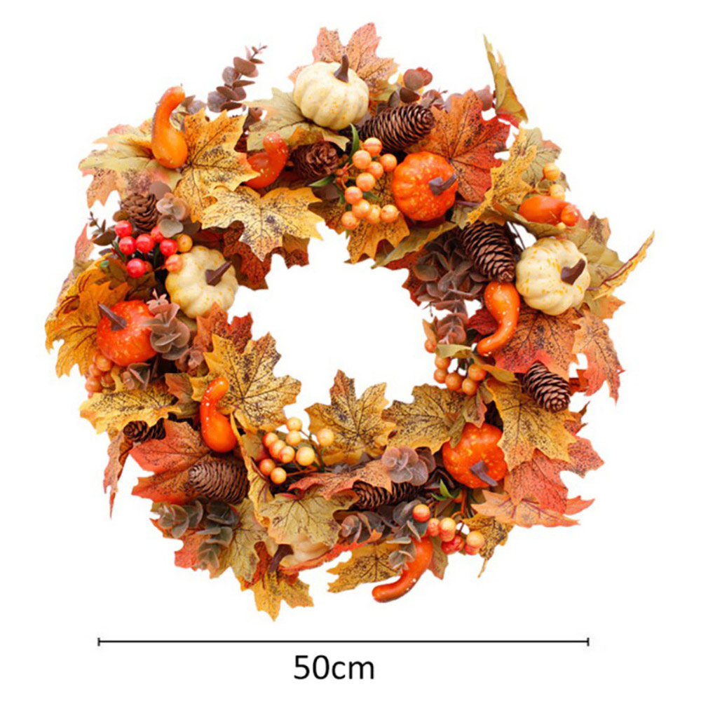 Living and Home Halloween Autumn Maple Leaf Door Wreath 50cm Image 8