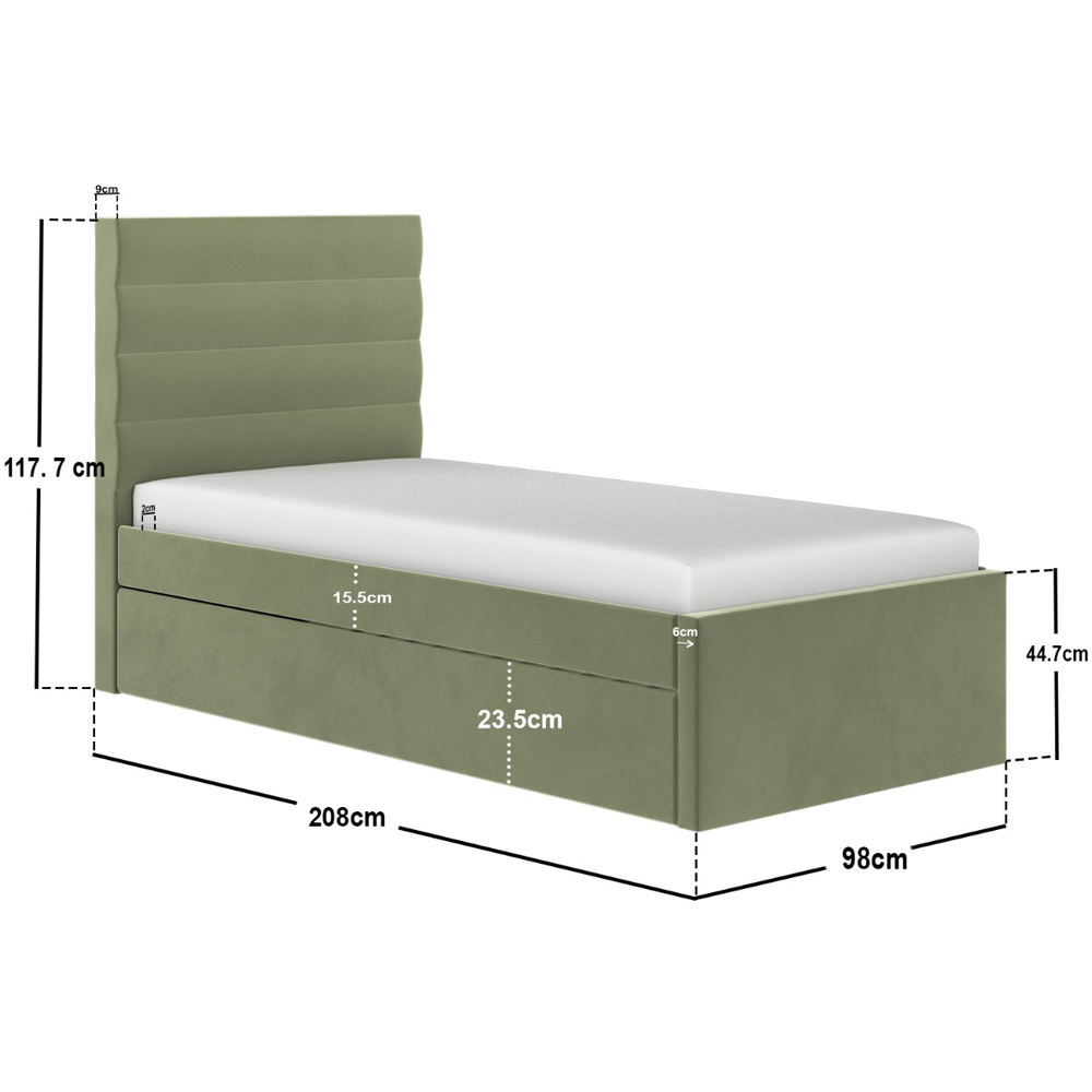 Flair Ari Single Olive Green Bed with Trundle Image 8