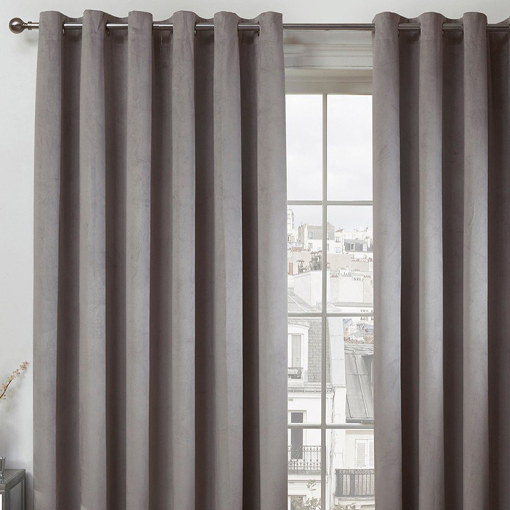 Divante Vermont Silver Velvet Blackout Curtains 168 x 229cm Image 5