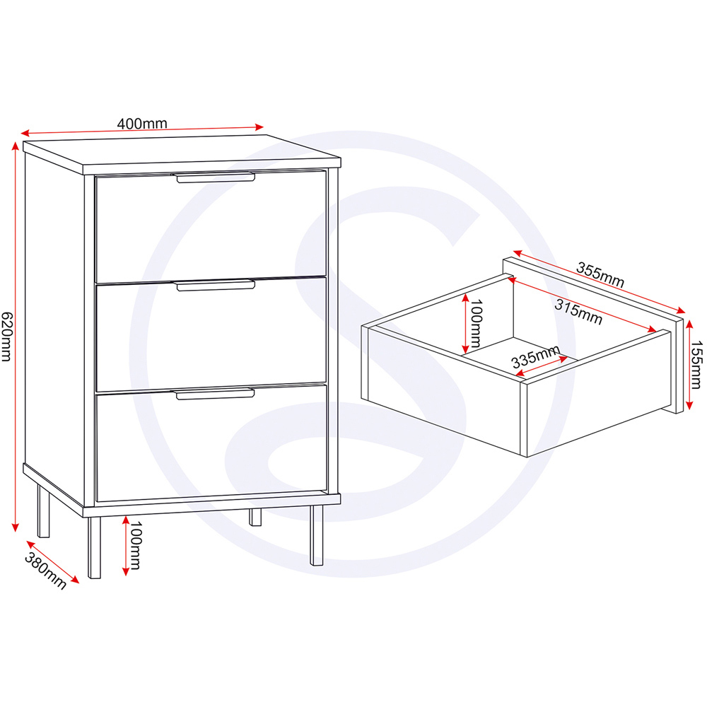 Seconique Madrid 3 Door Wardrobe Grey and White Gloss Bedroom Furniture Set Image 7