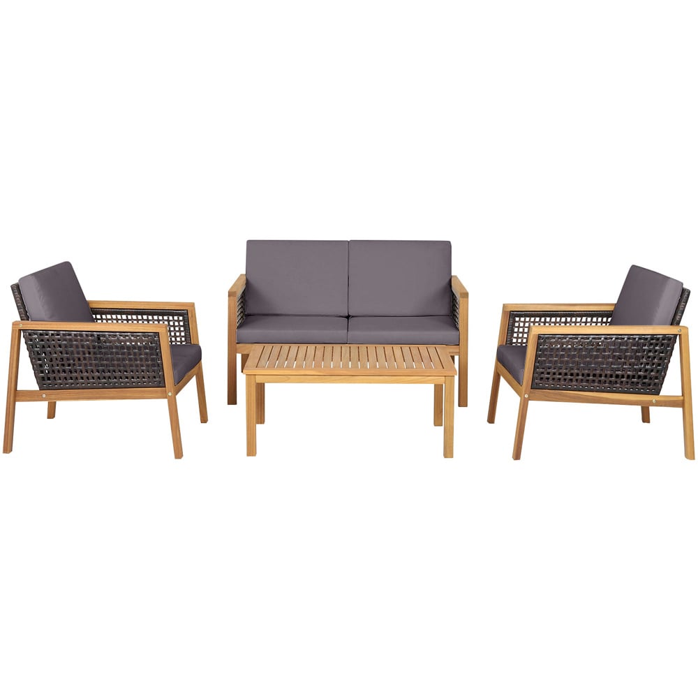 Costway 4 Seater Grey Patio Acacia Wood Furniture Set Image 2