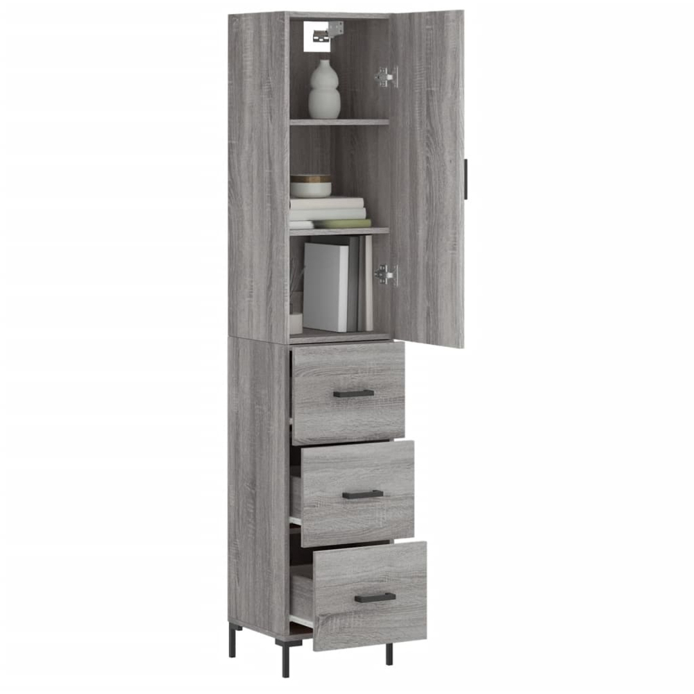 vidaXL Single Door 3 Drawer Grey Sonoma Highboard Image 3