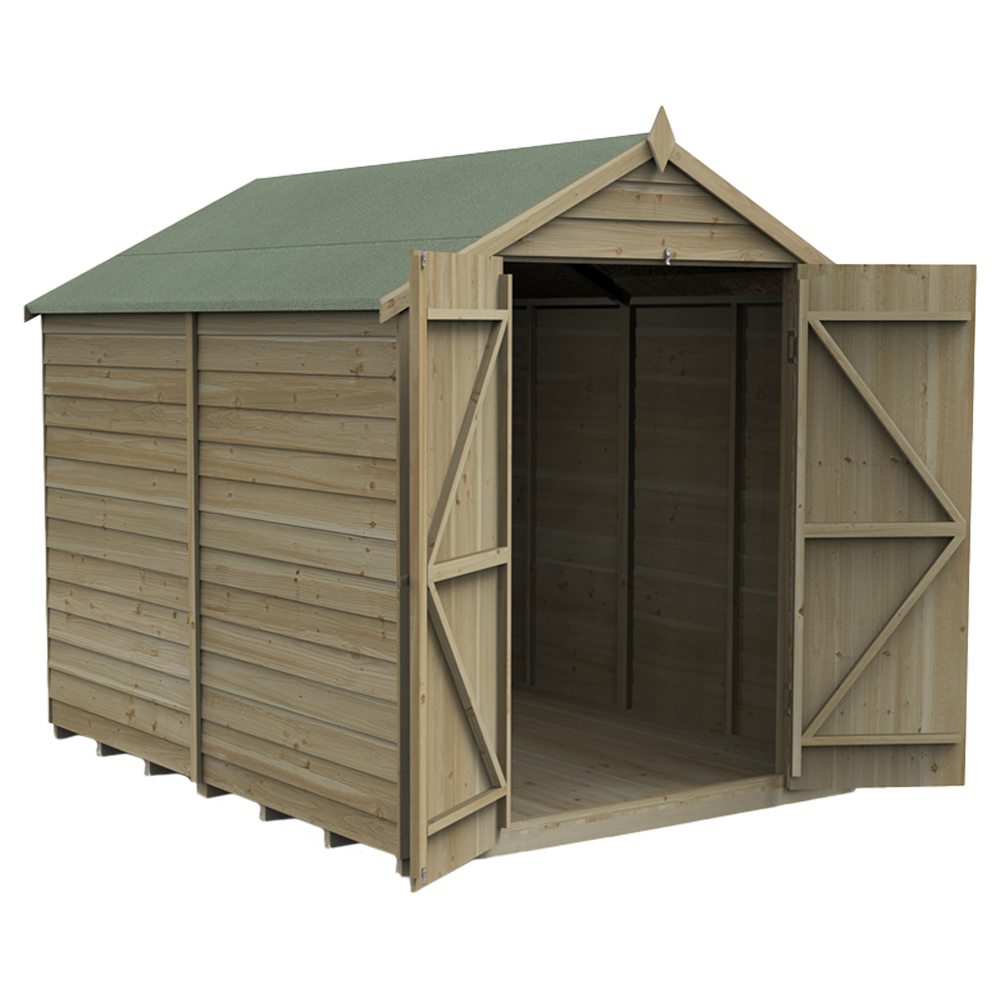 Forest Garden 8 x 6ft Double Door Pressure Treated Overlap Apex Shed Image 3