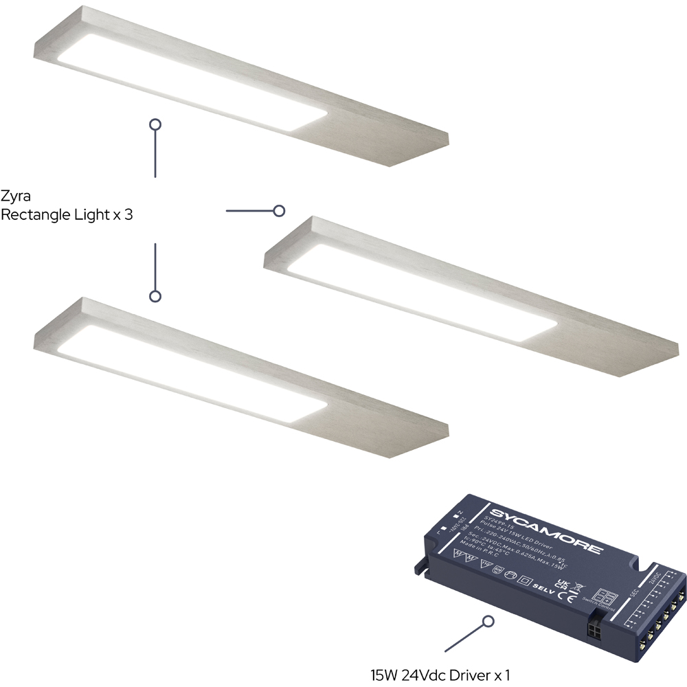Sorrelis Zyra Aluminium Rectangle Slim 3 Cool White Light Kit Image 3