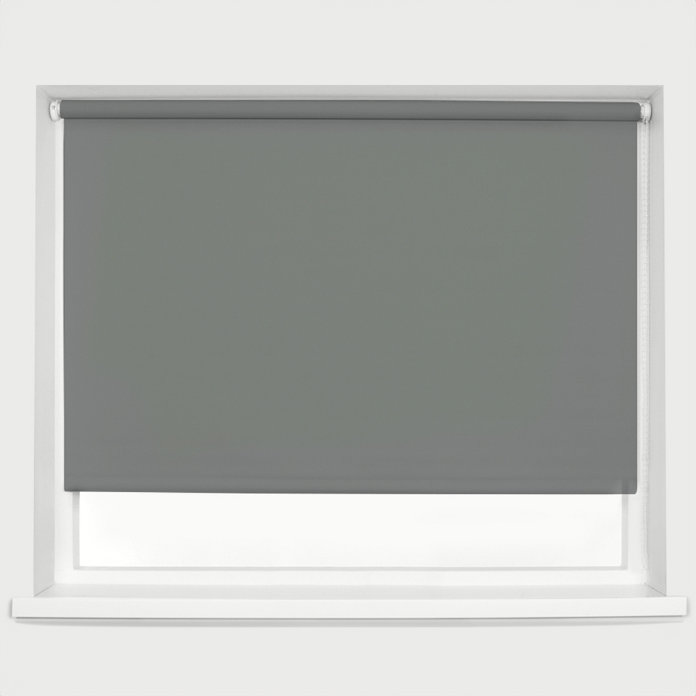 Caecus Blackout Roller Blinds Charcoal Grey 150cm x 120cm Image 1