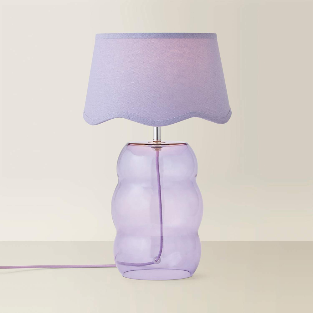ValueLights Lolly Scallop Shade Lilac Glass Bubble Table Lamp with Bulb Image 5