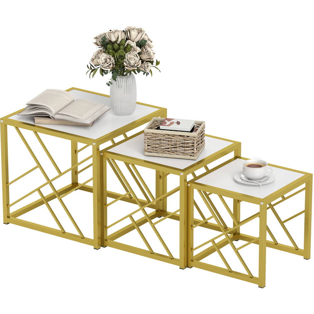 Portland White Nest of Tables Set of 3 Image 2