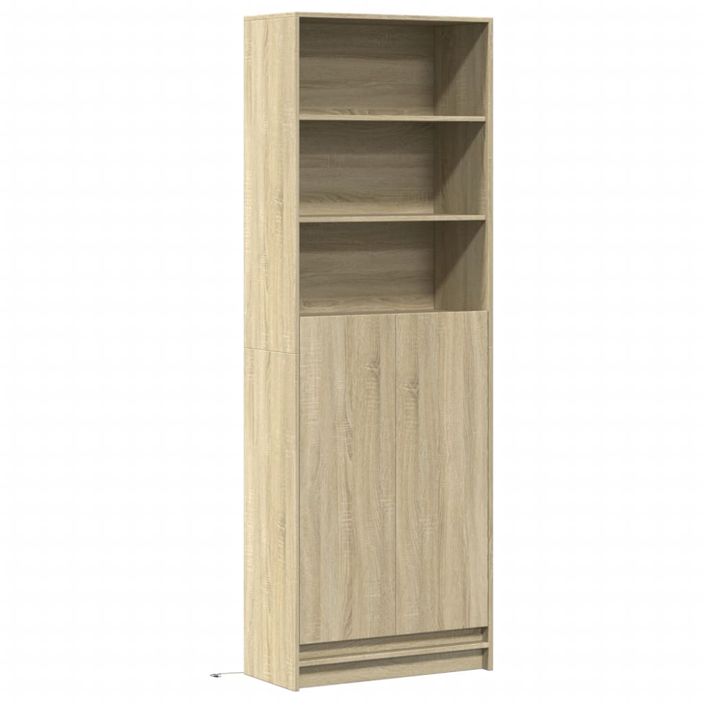 vidaXL 2 Door 3 Shelf Sonoma Oak Highboard with LED Lights Image 2
