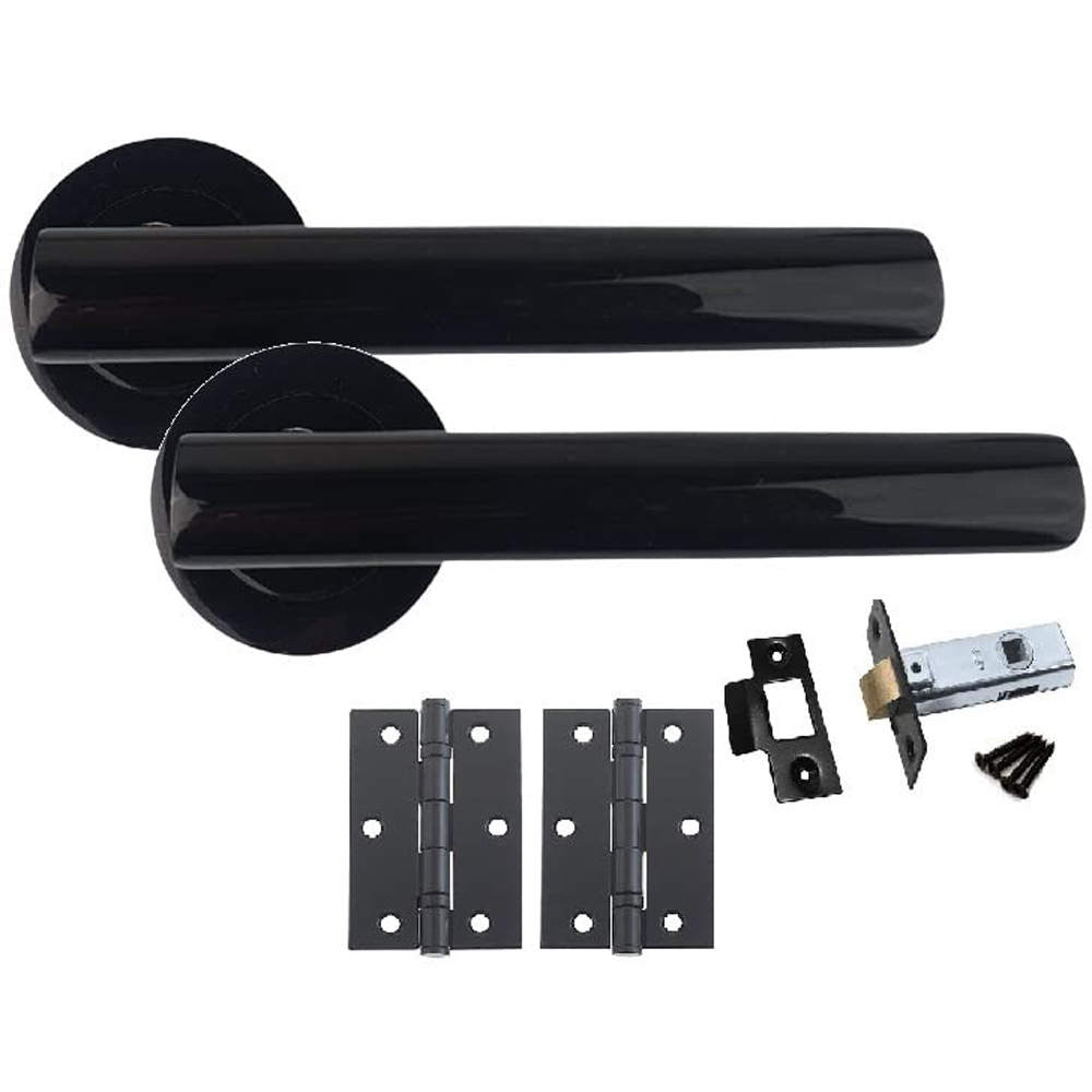 Golden Grace Metallic Black T-Bar Door Handle Set 5 Pack Image 2