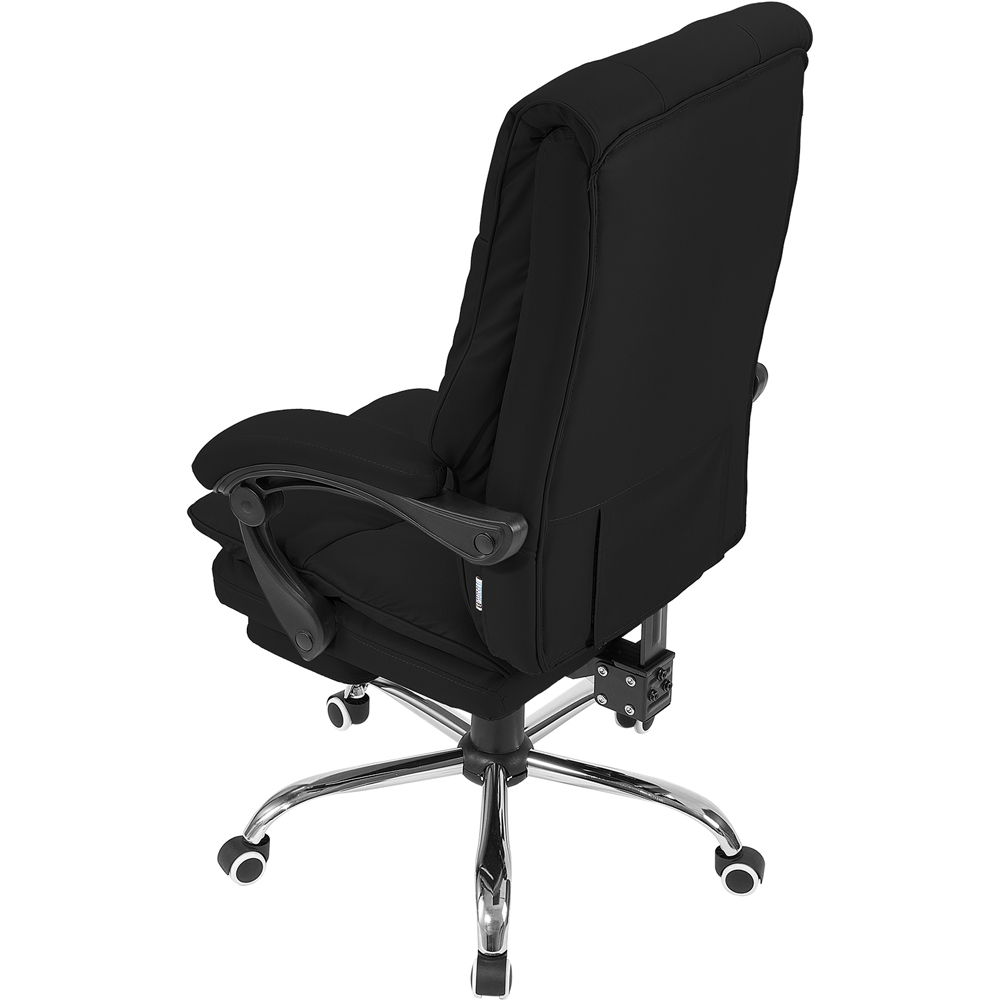 Living and Home Black PVC Leather Reclining Backrest Office Chair with Footrest Image 6