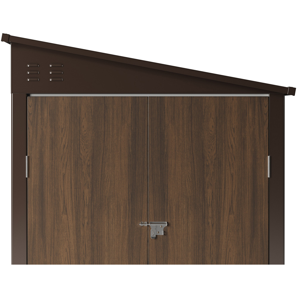 Living and Home 4.6 x 9ft Wood Grain Finish Metal Pent Garden Storage Shed Image 6