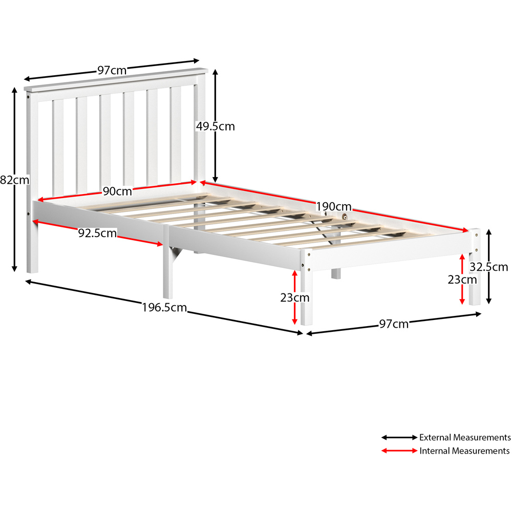 Vida Designs Milan Single White Low Foot Wooden Bed Frame Image 8