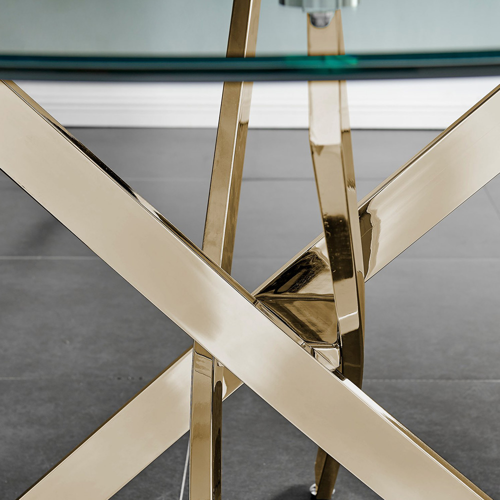 Furniturebox Arona Solara 6 Seater Round Dining Set Cappuccino Beige and Gold Image 6