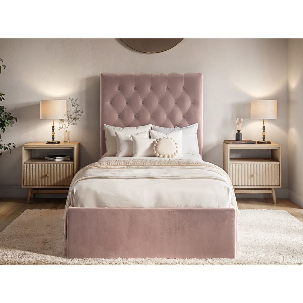 Flair Milan Single Pink Velvet Ottoman Bed Image 6