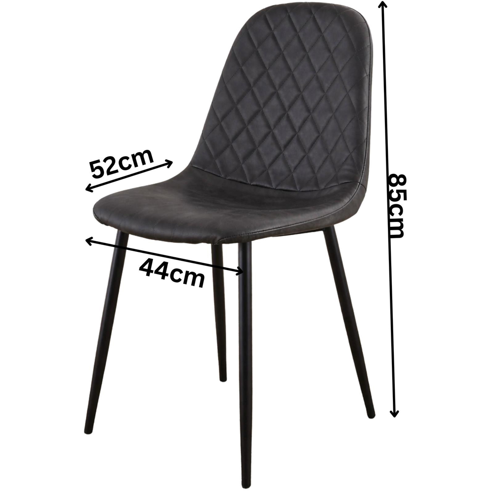Portland 4 Seater Gem Pattern Faux Leather Wooden Tabletop Dining Set Black Image 6