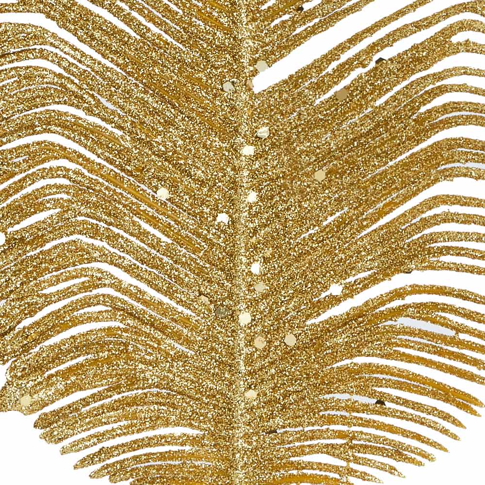 Wilko Luxe  Gold Glitter Leaf Pick Christmas Baubles 6 Pack Image 4